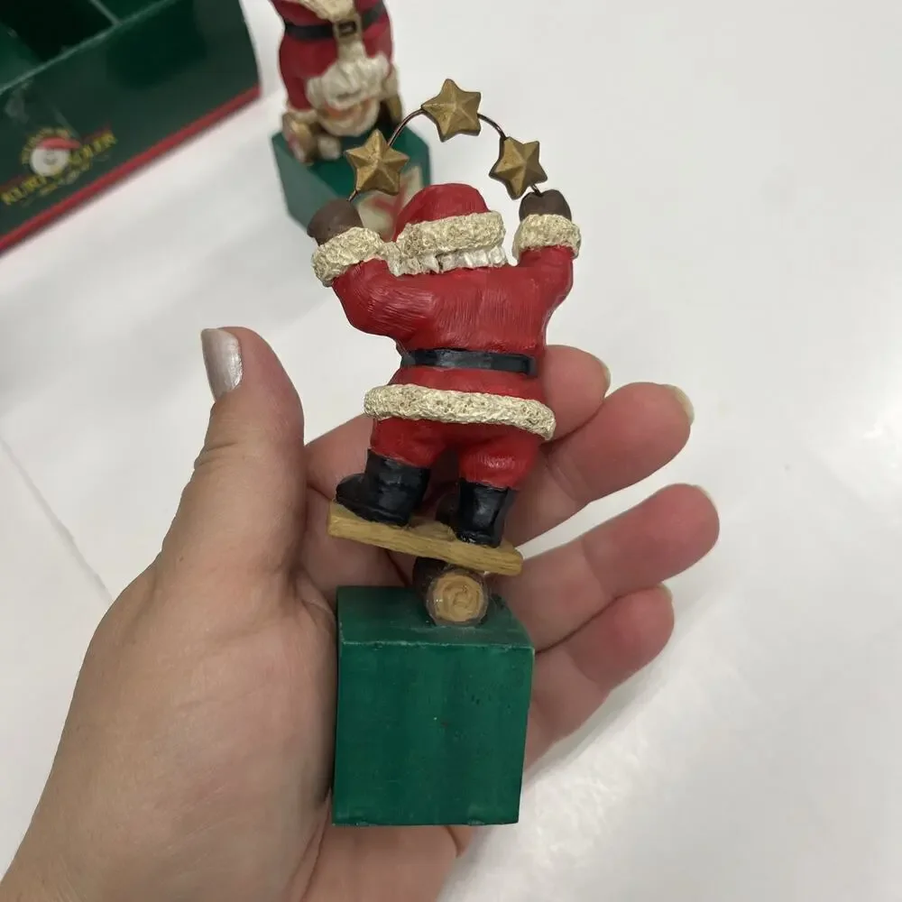 Kurt Adler 3 Piece Balancing Santa’s Christmas Joy Blocks Resin Figurine Set